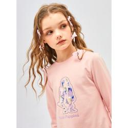 暇步士 青少年女童长袖圆领衫春秋季儿童弹力休闲T恤亲子