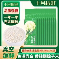 十月稻田 东北圆粒糯米5斤真空装圆糯米江米酿酒黏糯米甄选粽子米