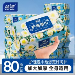 蓝漂 80抽大包湿巾婴幼儿童手口屁可用家用实惠装护理加大装湿纸巾