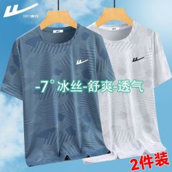 回力 冰丝短袖T恤男士夏季休闲透气健身运动宽松薄款跑步速干上衣