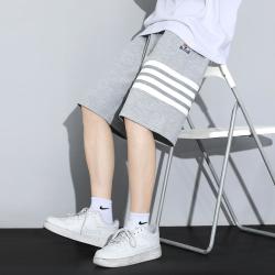 d&x 夏季潮牌时尚四条杠五分男式休闲裤青少年百搭简约舒适透气短裤