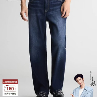 Lee 26早秋新品  762宽松直筒牛仔裤中深蓝色男休闲休闲 深蓝色