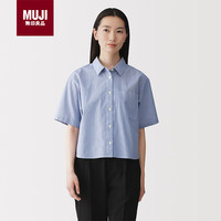 無印良品 MUJI 女式 凉感 短袖衬衫 女士衬衣外套女装女款26年夏季 蓝色格纹 S