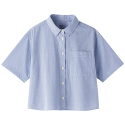 無印良品 MUJI 凉感 蓝色格纹 S 女士衬衫