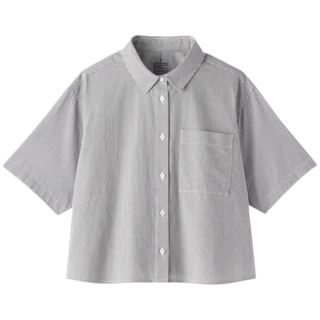 無印良品 MUJI 无印良品 凉感 灰色格纹 L 女士衬衫