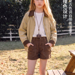 小叮尤尤 2026秋装中大童女童外套经典复古巴恩风松版型儿童工装夹克上衣