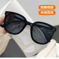 GM明星同款墨镜男女通用高级感新款潮流防晒网红太阳镜 黑框3点 D款