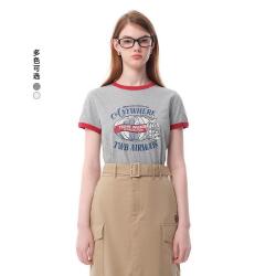 TEENIE WEENIE 美式学院撞色圆领短袖T恤