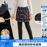哈吉斯 品牌童装女童打底裤冬弹力保暖加厚一体绒裙式打底裤 钻石黑 165