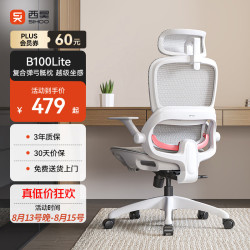 西昊 B100Lite 人体工学椅 B100Lite灰 无脚拖 弹弓骶枕