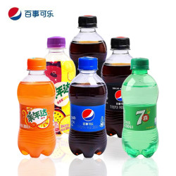 伊乐娃 百事可乐6种口味七喜美年达潮流汽水饮料300ml柠檬味