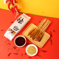 加料款辣也豆皮串（到手100串加2包酱料）额外加1包齐市烧烤干料
