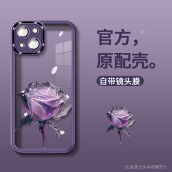 适用苹果13 冰晶玫瑰自带镜头膜透明氛围硅胶防摔壳
