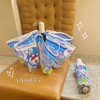 卡通哆啦A梦透明三折手动自动pvc折叠男女友ins手机饰品