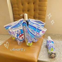 卡通哆啦A梦透明三折手动自动pvc折叠男女友ins手机饰品