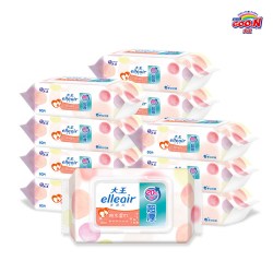 大王 Elleair马卡龙湿巾60抽12包装婴儿纯水湿巾手口可用