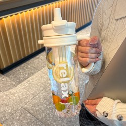 超大容量太空杯自带茶仓直饮学生吸管女水杯透明塑料杯子2026新款