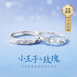 GLTEN 小王子与玫瑰情侣对戒银戒指一对情侣款七夕情人节礼物送女友老婆