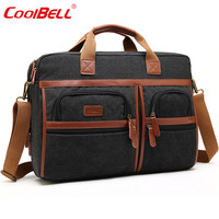 coolbell COOL BELL男士商务多功能手提文件包单肩公文包防水尼龙布电脑包 帆布黑色5003 17寸