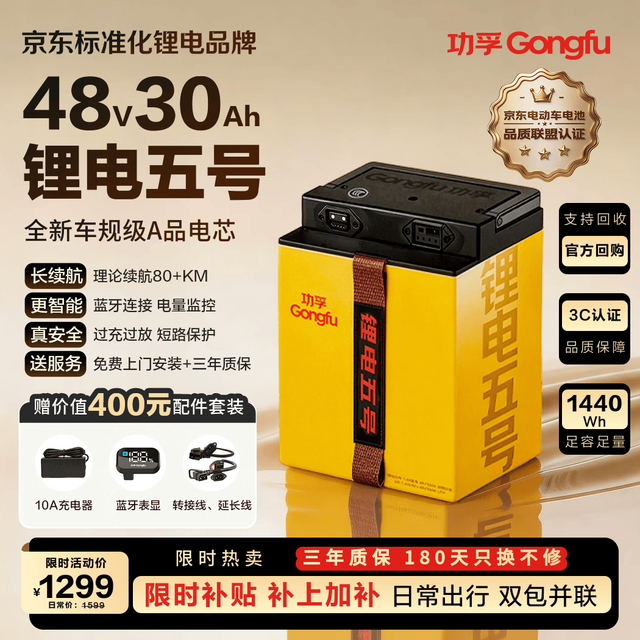 功孚 锂电电动车锂电池48V30Ah大容量电瓶车电摩电池雅迪爱玛台铃