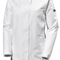 HELLY HANSEN 女式 雨衣 Aden防水防风透气长款带帽雨衣外套 防风 White 尺码X-Large
