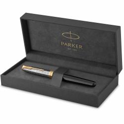 Parker 卓尔18K金细尖钢笔黑色金属光泽配黑色墨水礼盒装