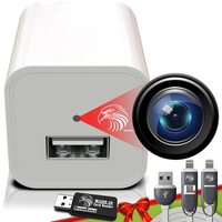 DIVINEEAGLE 全高清1080p隐蔽摄像头 USB充电器伪装 动作检测宠物监控 32GB存储卡 免WiFi安装 家用办公室安防监控设备