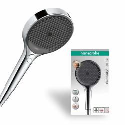 Hansgrohe 汉斯格雅 手持花洒 圆形130mm 3种喷雾模式 金属铬色 防水垢功能 静音设计