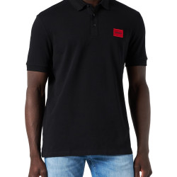HUGO BOSS 男士修身珠地布Polo衫 带红色徽标标签,Black001,M
