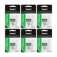 REACH 薄荷味蜡质牙线 50.2米6装 防撕裂顺滑清洁 去除牙菌斑食物残渣 成人儿童通用 口腔护理 无PFAS有害化学物质