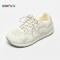 三福 女运动鞋夏季焕活意趣休闲流线拼接网面慢跑鞋女鞋857614