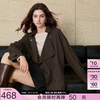 三彩 2026秋季新款宽松中长风衣外套通勤女