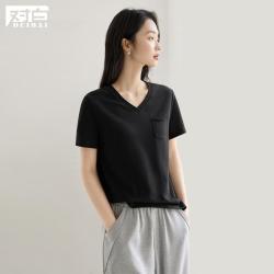DUIBAI 棉亚麻 女士短袖T恤