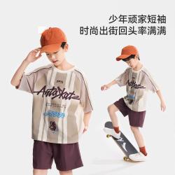 安踏 专柜同款 亲肤透气儿童短袖t恤潮流短袖男童T恤安踏童装