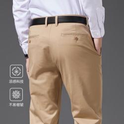 七匹狼 26夏季薄款透气通勤休闲直筒长裤男士休闲裤男裤子