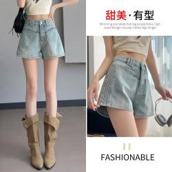 唐狮 高级感复古百搭a字牛仔短裤夏季减龄韩系薄款高腰显瘦简约女裤