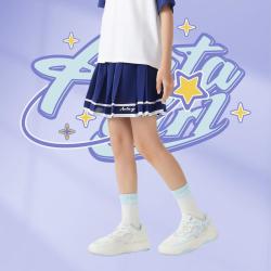 安踏 学院风百褶裙女童短裙带内衬防走光半身裙夏季大童短裙安踏童装
