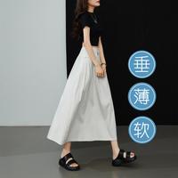 ESE-Y 飘逸立褶臀线高定牛仔半身裙女26夏薄中长裙