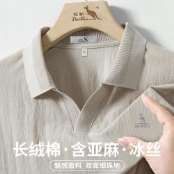 袋鼠 老钱风海鸥领夏季短袖t恤polo男