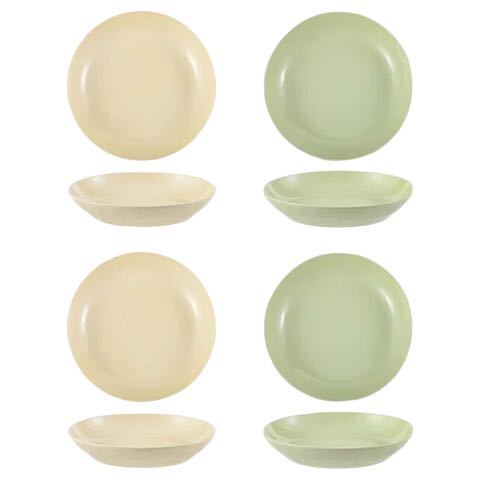 CERAMICS 奶油风陶瓷8英寸深盘4个装