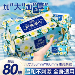 天府韵 护理湿巾80抽加大加厚家用实惠装温和不刺激全身适用提神湿纸巾