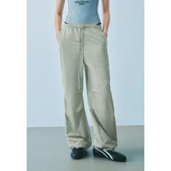 UR 2025春季松紧腰抽绳压褶阔腿裤