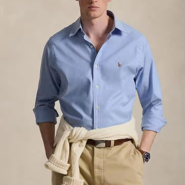 限新用户、今日必买：RALPH LAUREN 男士牛津长袖衬衫 蓝/白两色可选