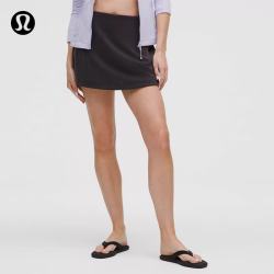 lululemon LW7DFYS 罗纹中腰 黑色 L 女士裙裤