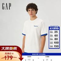 Gap 866074 印花大logo 宽松 白色 L码 男士短袖T恤