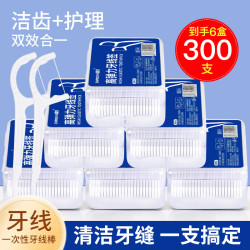 HAMECO 牙线棒 家庭装家用牙签一次性牙线 盒装 牙线50支x6盒