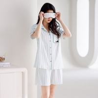 芬腾 纯棉夏季短袖短裤套装薄款 休闲家居服 赠送眼罩