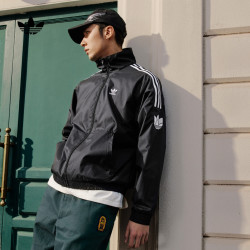 adidas 简约经典 男士立领夹克  黑色 L