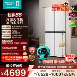 海信 璀璨大力神600L 双系统超薄嵌入 十字四门冰箱