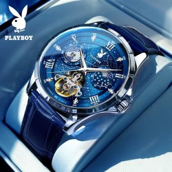 PLAYBOY 2026新款花花公子男士手表镂空全自动机械表学生品牌礼物夜光腕表